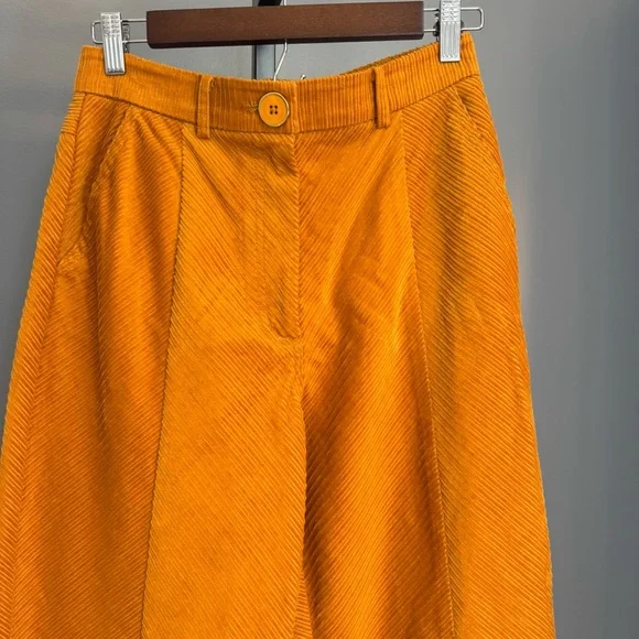 Manoush Paris Saffron Burnt Orange Corduroy Wide Leg Pants US 6 - Picture 2 of 11
